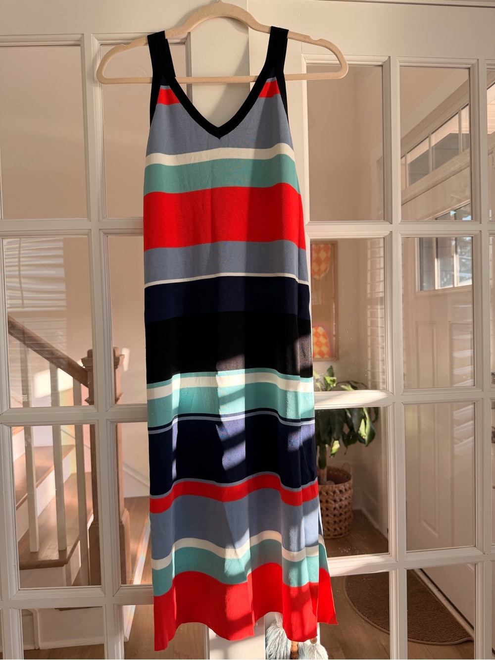 Halogen XS Petite Multicolor Striped Knit Midi Dress